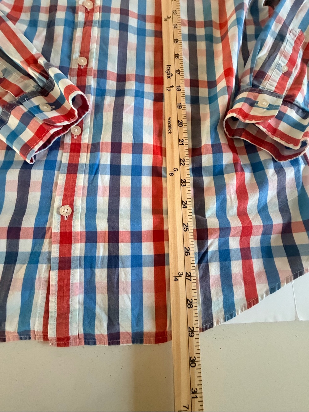 Vineyard Vines Men's Slim Fit Plaid Button-Down Shirt - Blue, Red & White - Picture 7 of 8